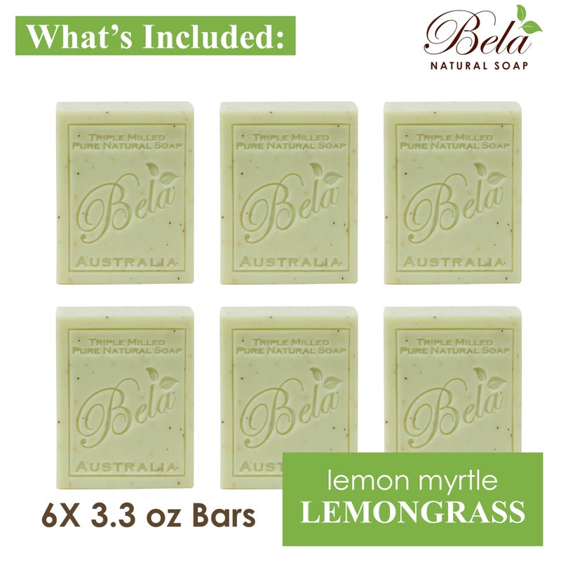 BELA Lemon Myrtle and Lemongrass Soap Bars 3.3 OZ French Triple Milled Bar Soap with Organic Shea Butter Suitable for All Skin Types Long Lasting, Made in Australia, 6 Pack - Image 2